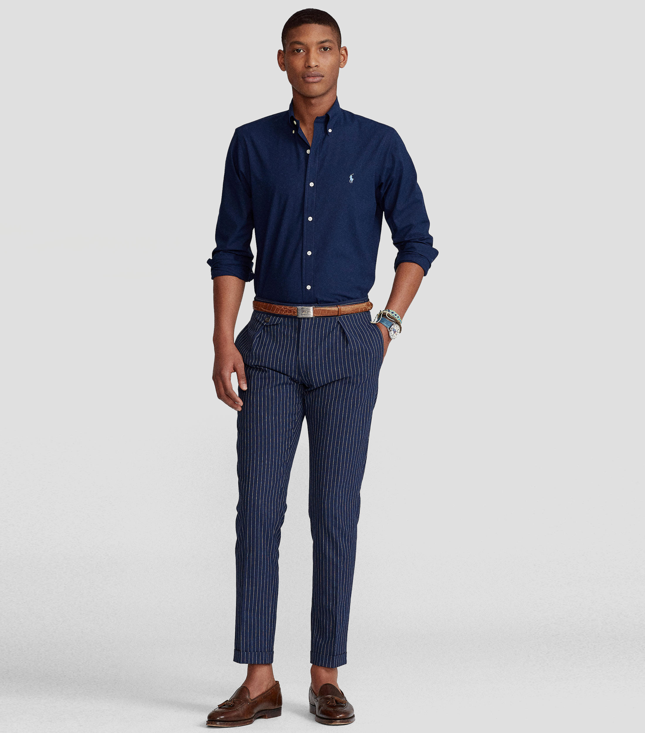 Camisa lisa manga larga Hombre